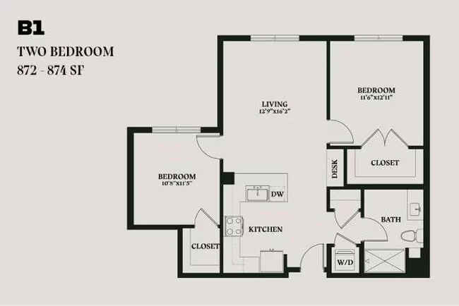 Alba Two Bedroom B1 518 floor plan